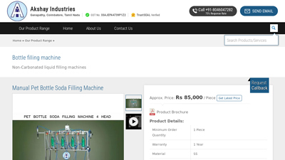 Manual Pet Bottle Soda Filling Machine - Akshay Industries