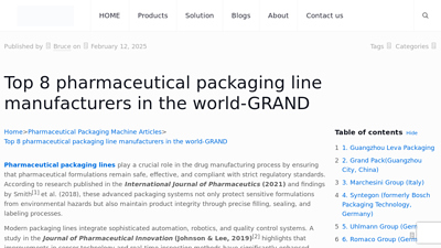 Top 8 Pharmaceutical Packaging Line Manufacturers