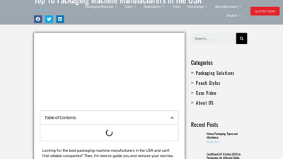 Top 10 Packaging Machine Manufacturers in the USA - HonorPack