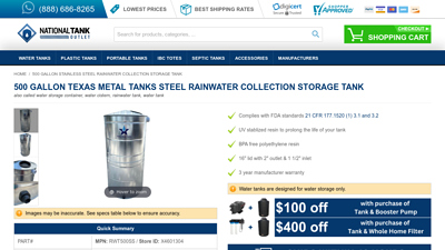 500 Gallon Texas Metal Tanks Steel Rainwater Collection Storage ...